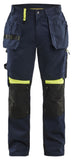 Blaklader Ambacht Werkbroeken 15551860 spijkerzakken stretch kniezakken donker marineblauw-fluo geel(8633)