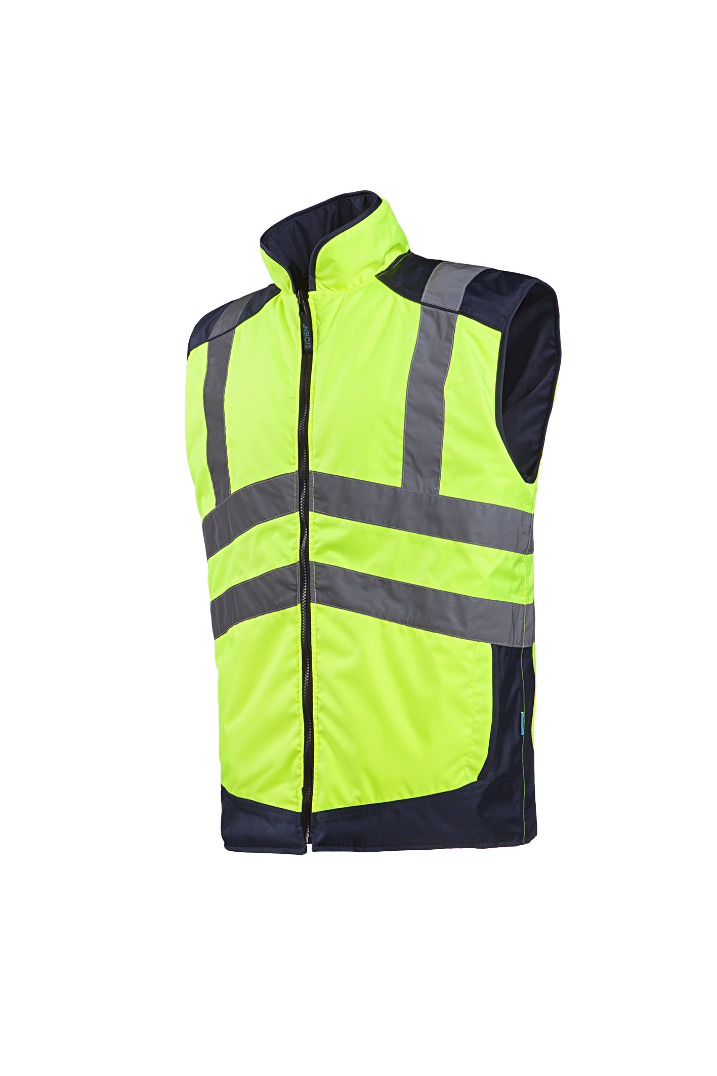 Sioen Bodywarmers Burton  fluo geel-marineblauw