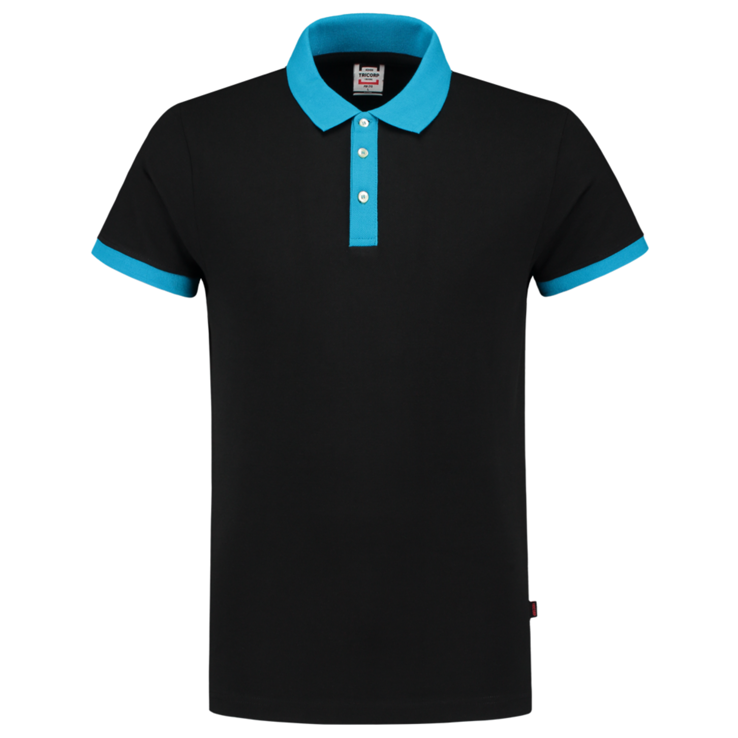 Tricorp Casual Poloshirts 201002-PBF210 zwart-turkoois(blackturquoise)