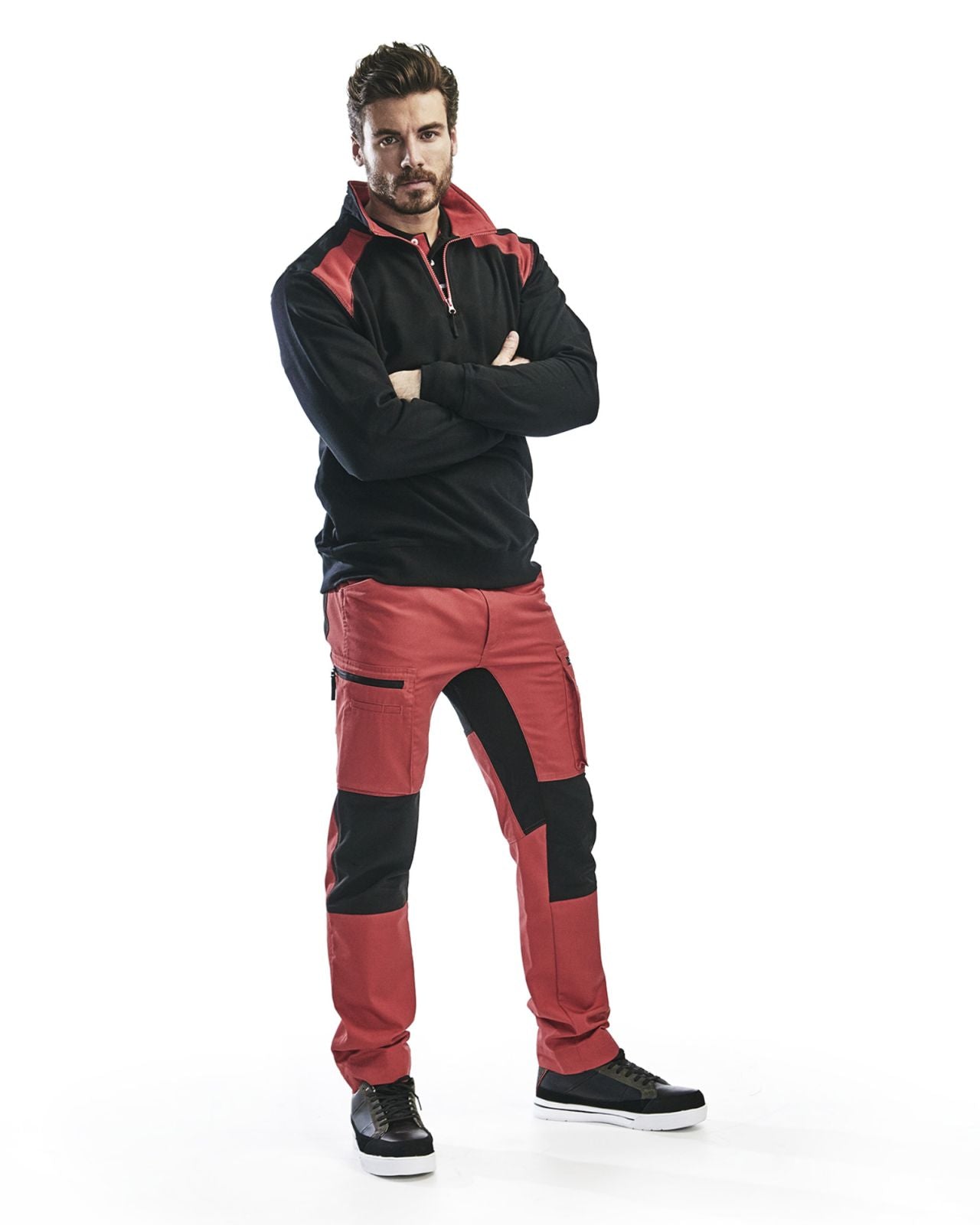 Blaklader Polosweaters 33531158 zwart-rood(9956)
