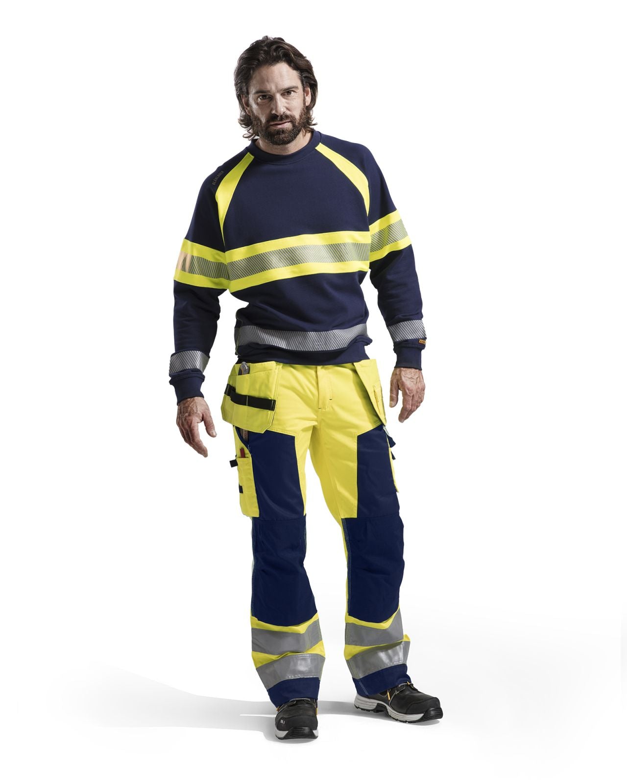 Blaklader Polosweaters 33591158 HiVis marineblauw-geel(8933)