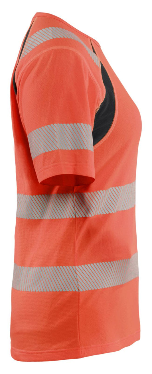 Blaklader High Vis Dames T-Shirts 35032537 HiVis fluo rood-zwart(5599)