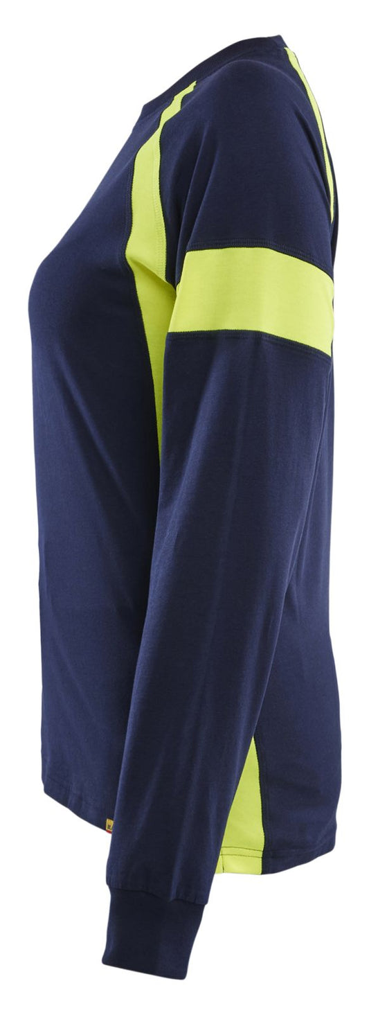 Blaklader Profiel Visible Dames T-shirt lange mouwen 35211030 HiVis marineblauw-fluo geel(8833)