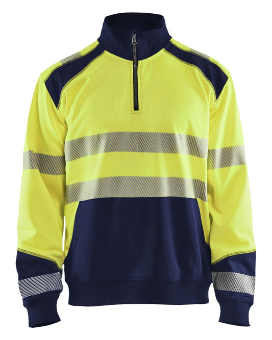 Blaklader Polosweaters 35562528 HiVis fluo geel-marineblauw(3389)