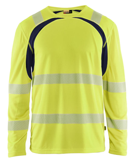 Blaklader High vis UV T-shirts 35991013 longsleeve fluo geel-marineblauw(3389)