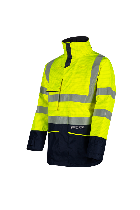 Sioen parka Hedland multinorm fluo geel-marine