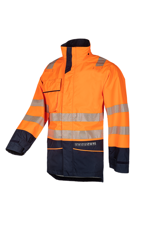 Sioen jassen Talsi multinorm fluo oranje-marineblauw