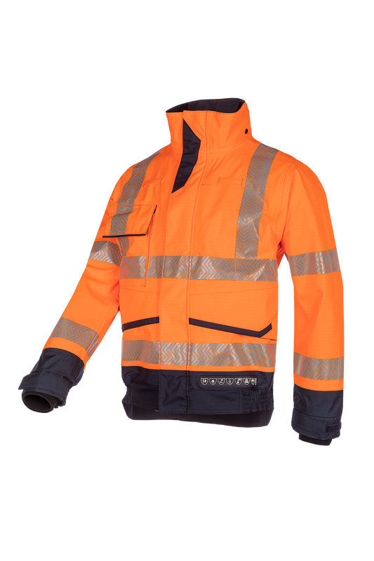 Sioen arc blouson Frovik multinorm HiVis fluo oranje-marineblauw