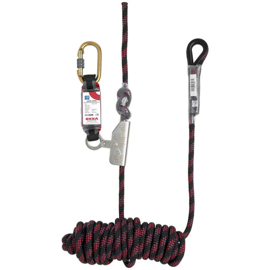 OXXA Essential Valstopapparaat Huntington 4111 met valdemper en lijn  10m 15kN zwart-rood