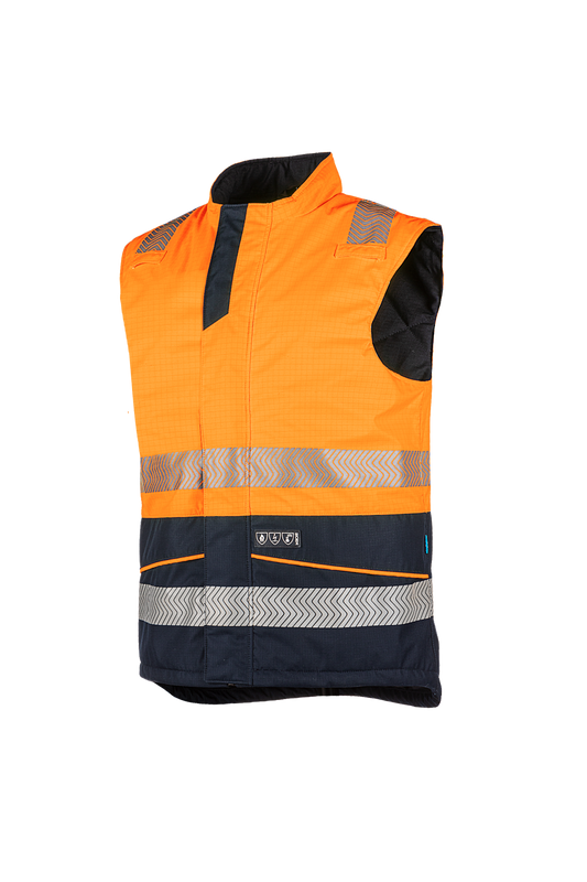 Sioen Bodywarmers Flaxton Multinorm fluo oranje-marineblauw