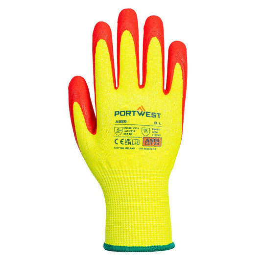 Portwest Handschoenen A626 Vis-Tex HR snijbestendige handschoen met Nitril geel-rood(Y5)