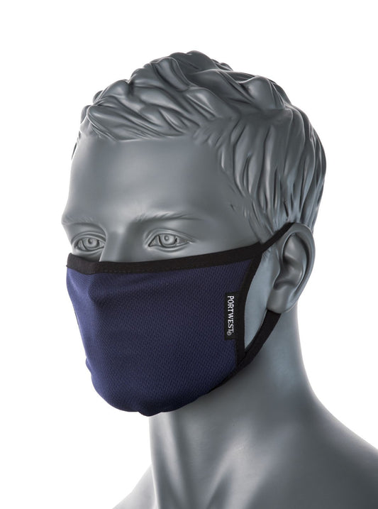 Portwest 3-Laags Anti Microbieel Stoffen Gezichtsmasker (pak 25 stuks) CV33 marineblauw(NA)