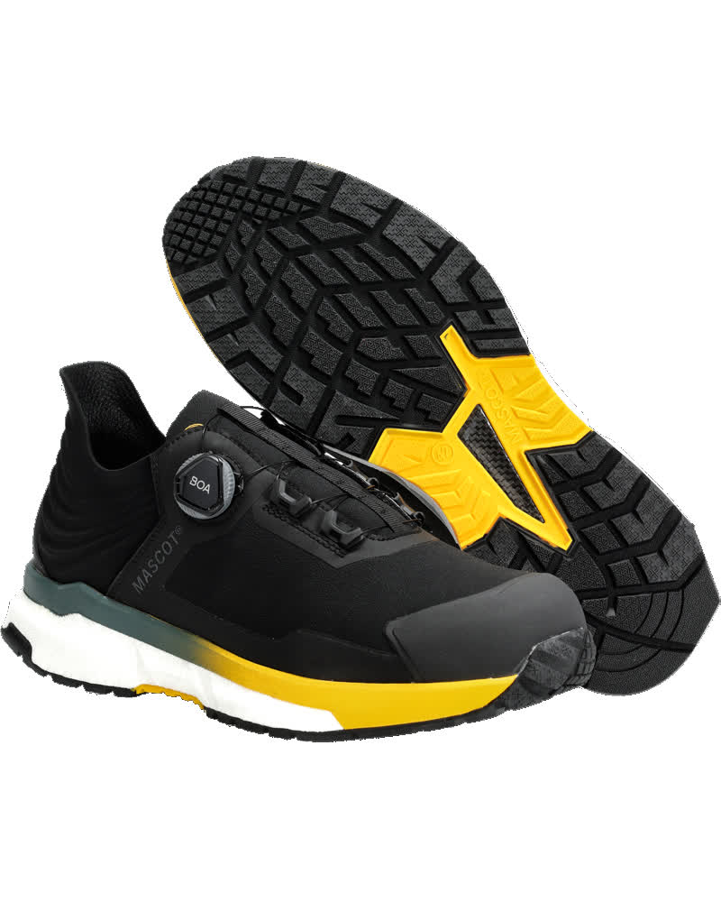 Mascot Footwear Customized Veiligheidsschoenen F1680-704 S3S SR FO ESD laag BOA Fit System zwart-zonnegeel(0977)