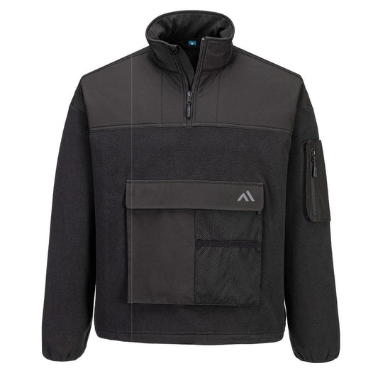 Portwest KX3 Sport Werkkleding Sweatshirt KX378 1/4 zip fleece zwart(BK)