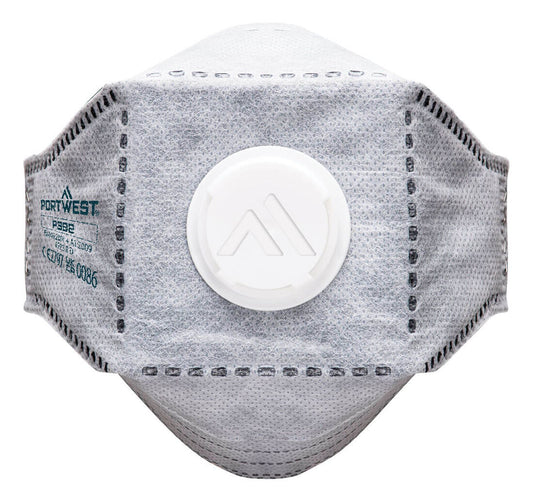 Portwest Disposable EAGLE mondmasker P392 koolstof gevouwen plat FFP3 (Pk10) wit(WH)