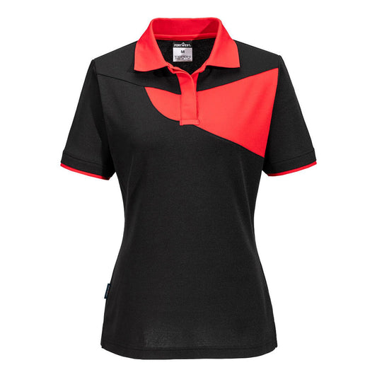 Portwest PW2 Corporate Casuals Poloshirt PW219 dames zwart-rood(BD)