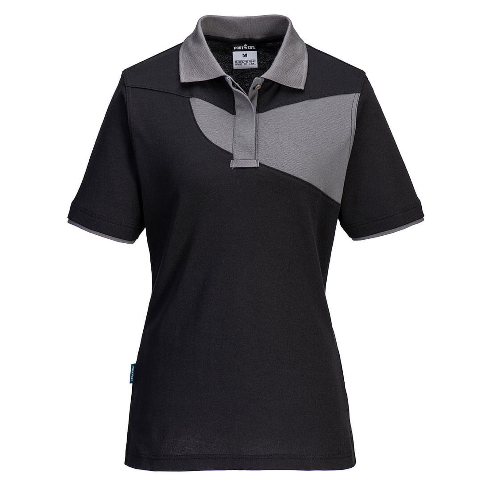 Portwest PW2 Poloshirt PW219 Dames zwart-zoomgrijs(BZ)