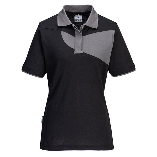 Portwest PW2 Poloshirt PW219 Dames zwart-zoomgrijs(BZ)