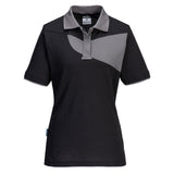 Portwest PW2 Poloshirt PW219 Dames zwart-zoomgrijs(BZ)