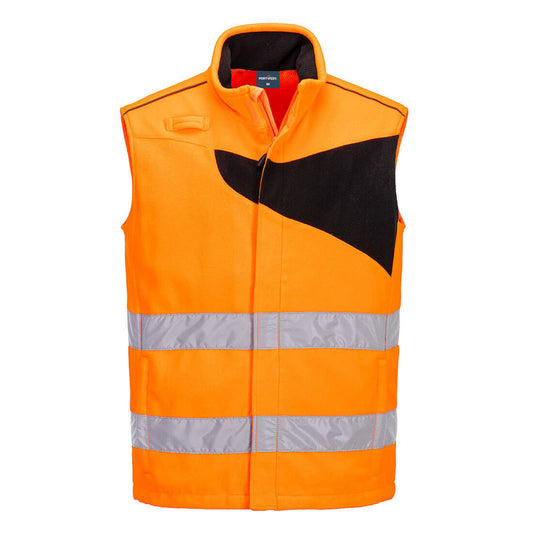Portwest PW2 Hoge zichtbaarheid Bodywarmer PW231 HiVis fleece oranje-zwart(OB)