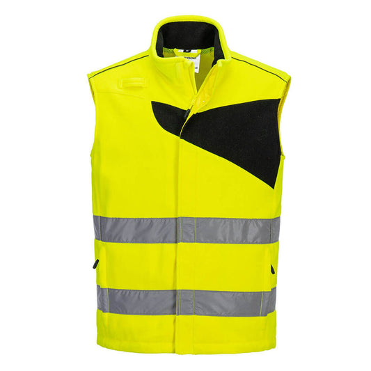 Portwest PW2 Hoge zichtbaarheid Bodywarmer PW231 HiVis fleece geel-zwart(YB)