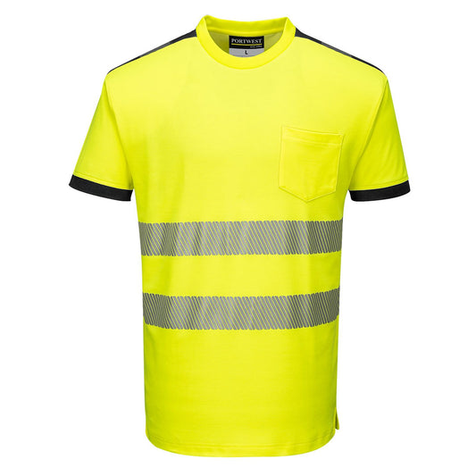 Portwest PW3 T-shirts T181 HiVis UPF35+ UV geel-zwart(YB)
