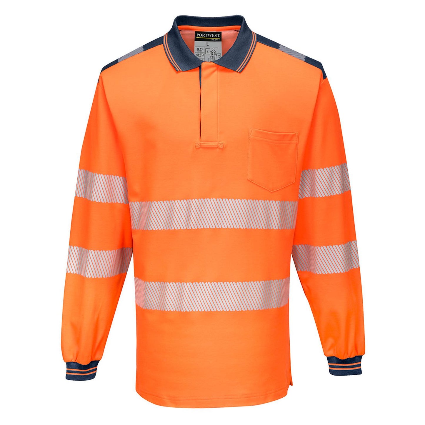 Portwest PW3 Poloshirts T184 oranje-marineblauw(ON)